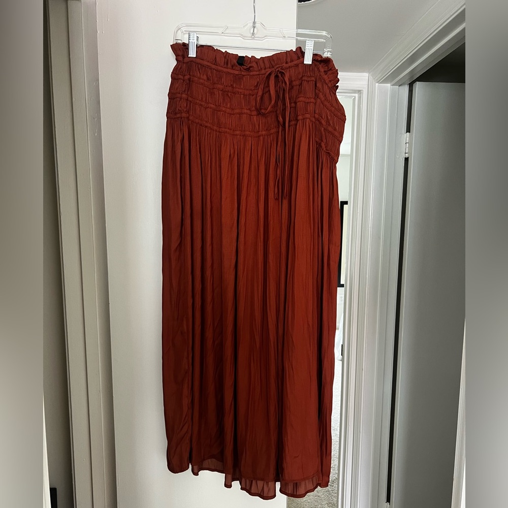 Anthropologie Current Air Plus Size Rust Color Ruched Maxi Skirt